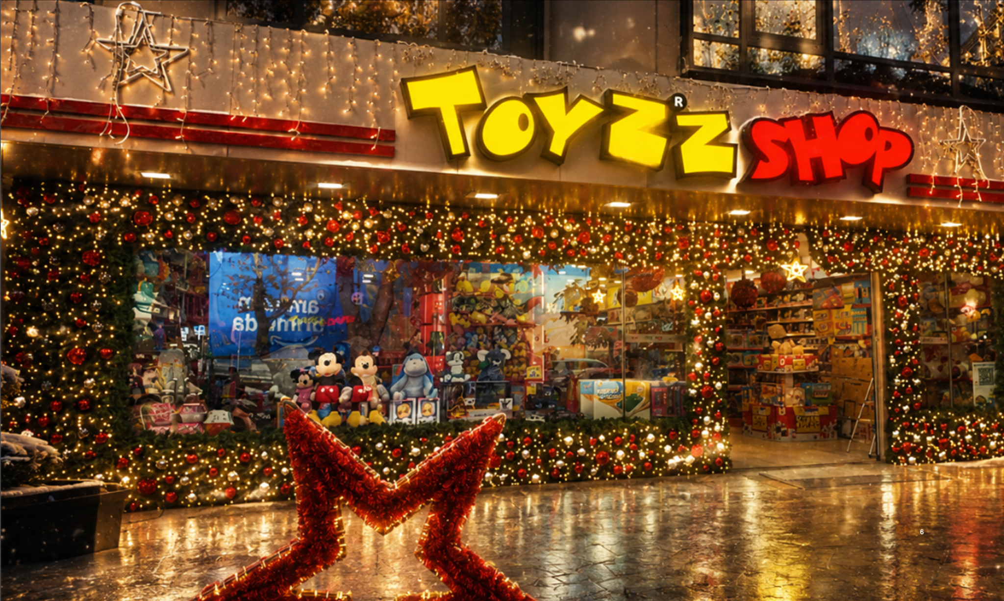 Toyzz Shop mağaza cephesi sezon ışıklandırması